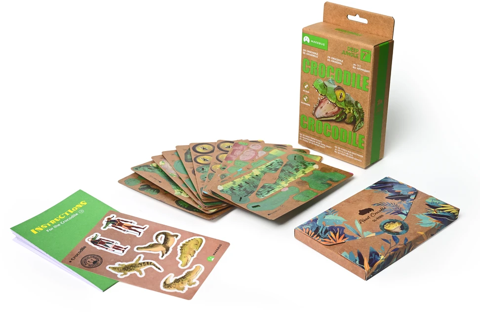 MAKEBUG 3D popierinė dėlionė Krokodilas, MB-D-0074
