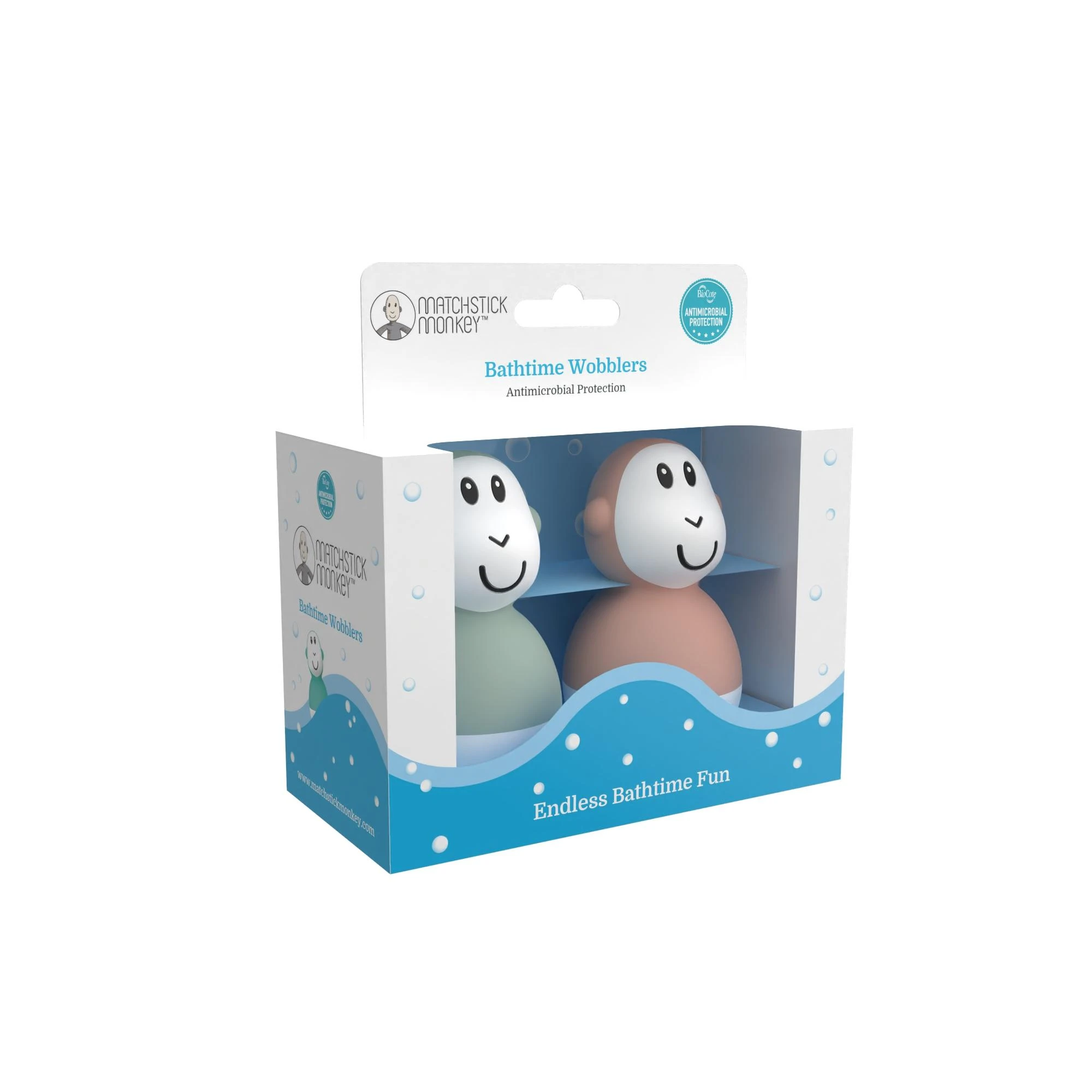 MATCHSTICK MONKEY vonios žaislai BATHTIME, 2 vnt., mėtinis ir rožinis, 12 mėn+, MM-B-WB-004