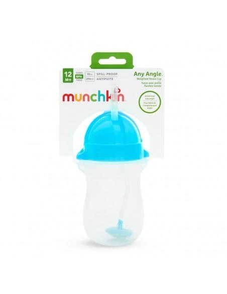 MUNCHKIN gertuvė su šiaudeliu ir svareliu, mėlynos spalvos, 12mėn+, 296ml, 01246101