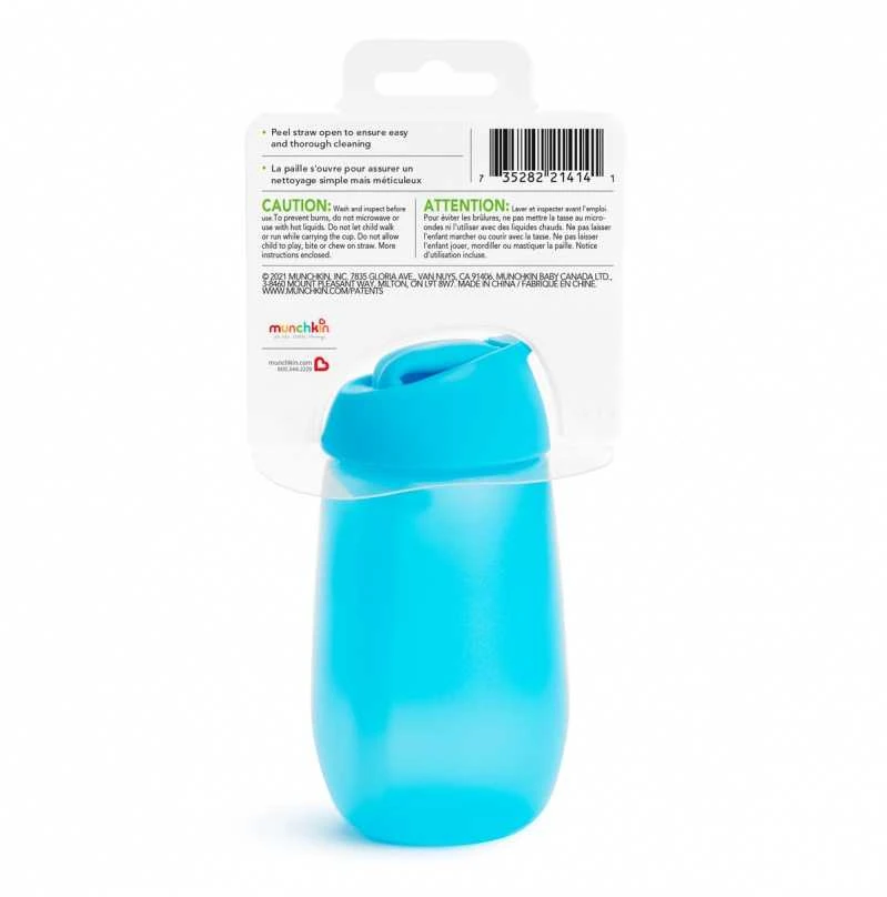 MUNCHKIN gertuvė su šiaudeliu SIMPLE CLEAN, mėlyna, 296 ml
