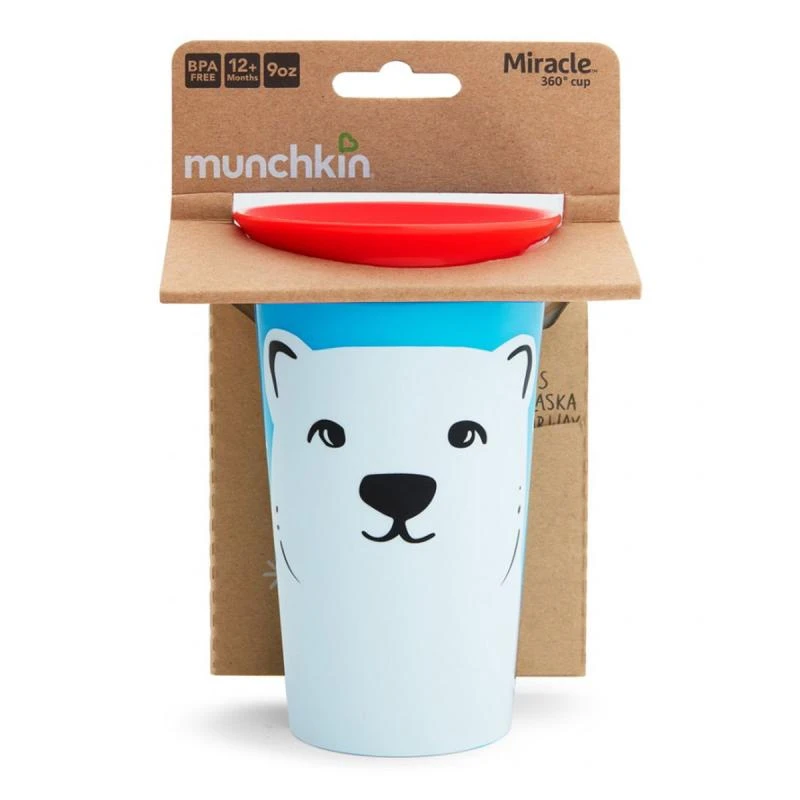 MUNCHKIN mokomasis puodelis, baltoji meška, Miracle 360 Wildlove, 6mėn+, 266 ml, 05177902