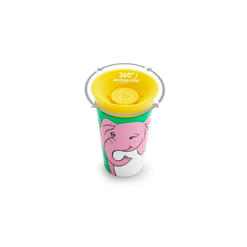 MUNCHKIN mokomasis puodelis, dramblys, Miracle 360 Wildlove, 6mėn+, 266 ml, 05193202
