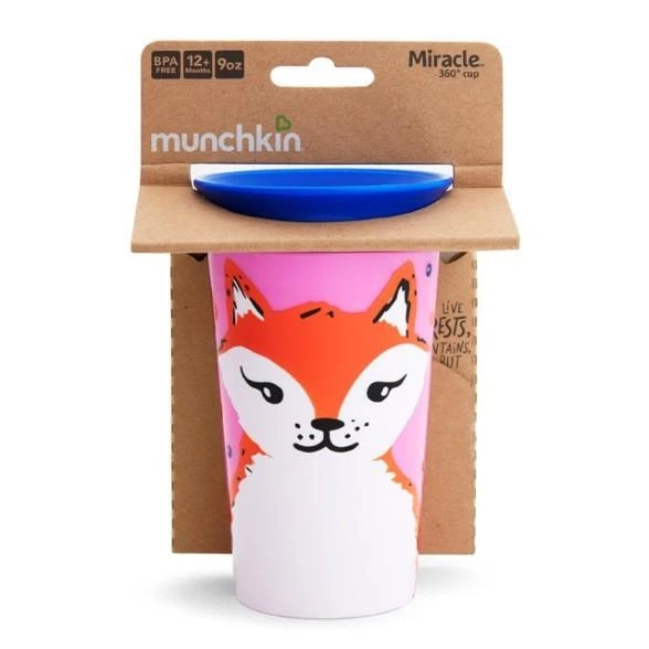 MUNCHKIN mokomasis puodelis, raudona lapė, Miracle 360 Wildlove, 6mėn+, 266 ml, 05177702