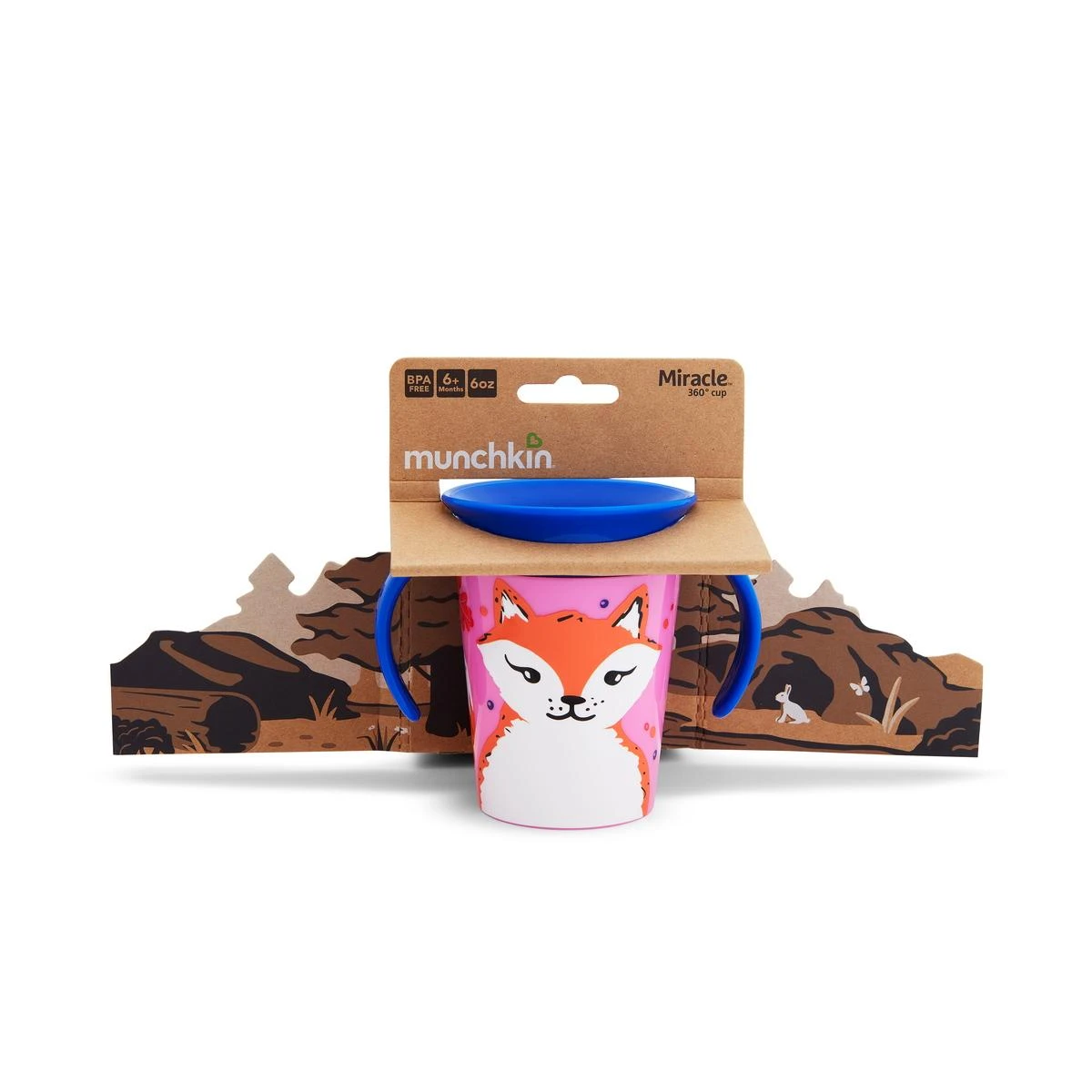 MUNCHKIN mokomasis puodelis su rankenomis, lapė, Miracle 360 Wildlove, 6mėn+, 177 ml, 05177402