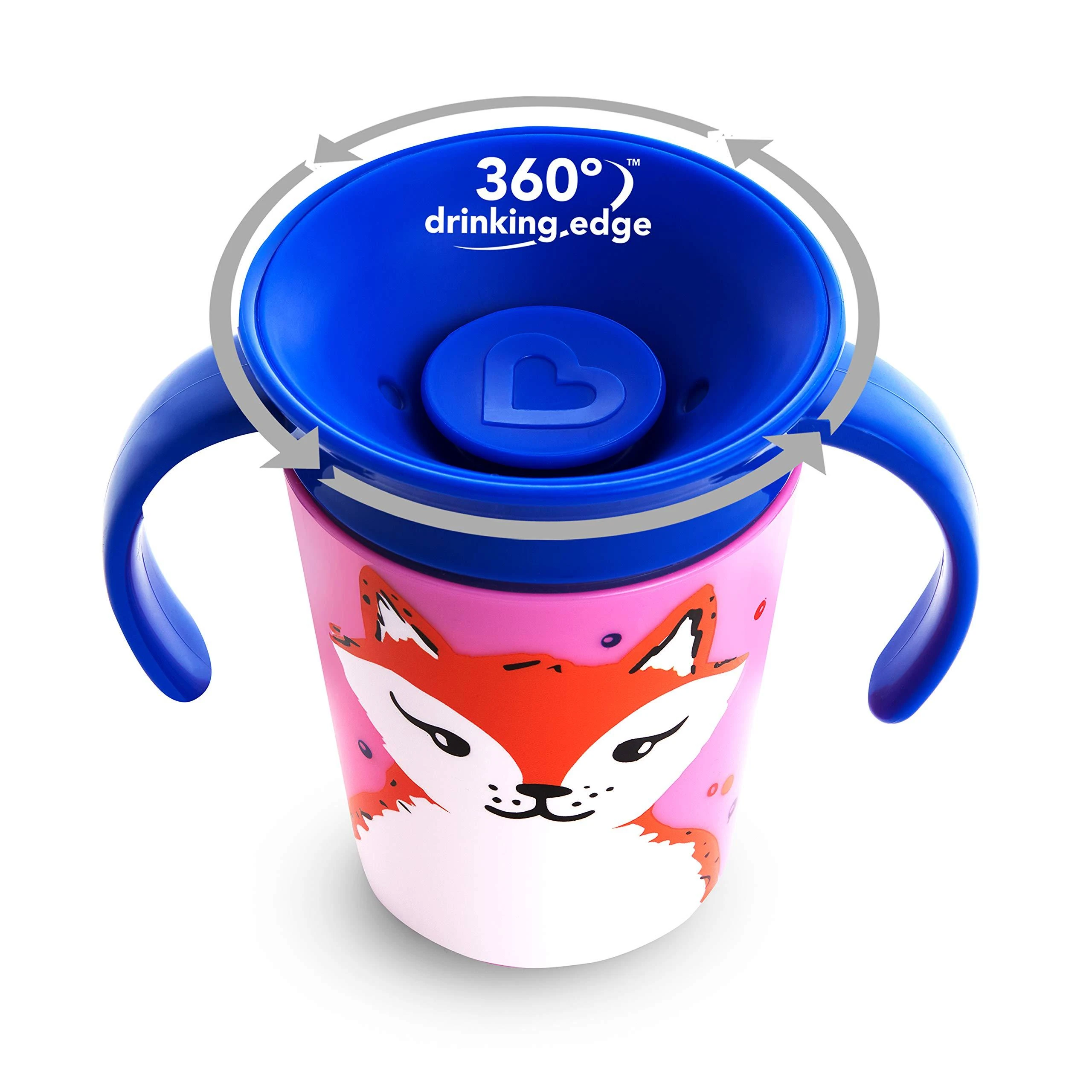 MUNCHKIN mokomasis puodelis su rankenomis, lapė, Miracle 360 Wildlove, 6mėn+, 177 ml, 05177402