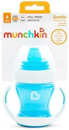 MUNCHKIN mokomoji gertuvė su rankenomis ir minkštu snapeliu, Gentle Transition, mėlynos spalvos, 4mėn+, 118 ml, 012549WWW