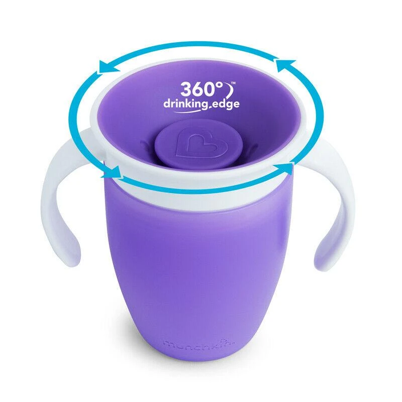 MUNCHKIN mokymosi puodelis MIRACLE 360, violetinės spalvos, 6 mėn+, 207 ml, 05162102