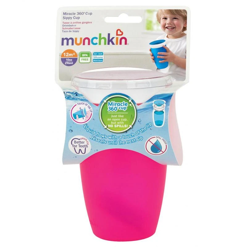 MUNCHKIN puodelis, Miracle 360, rožinės spalvos, 12mėn+, 296ml, 01102902