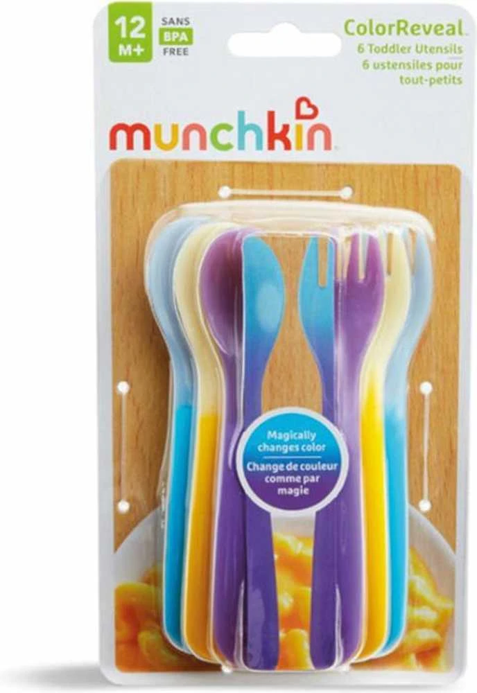 MUNCHKIN spalvotų šaukštelių ir šakučių rinkinys, 12 m+, 6 vnt.,01253601