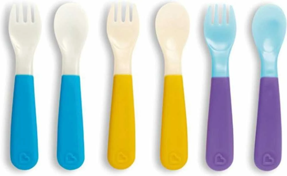 MUNCHKIN spalvotų šaukštelių ir šakučių rinkinys, 12 m+, 6 vnt.,01253601