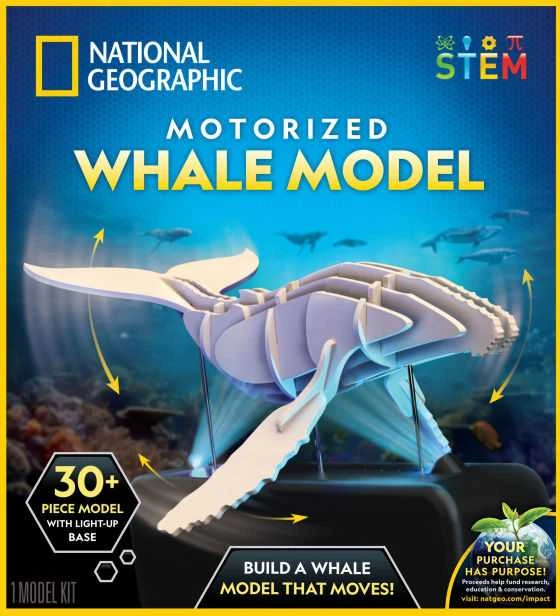 NATIONAL GEOGRAPHIC interaktyvi 3D dėlionė Motorized Whale Model, RTMPZWHALE