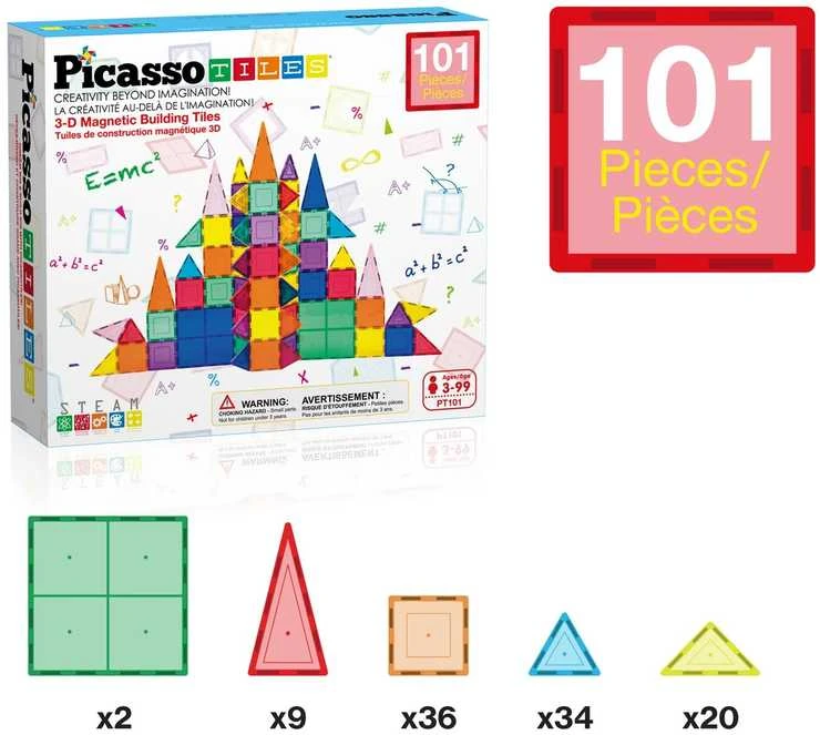 Dėlionė PicassoTiles PICASSO TILES Magnetinis konstruktorius 101 det., PT101