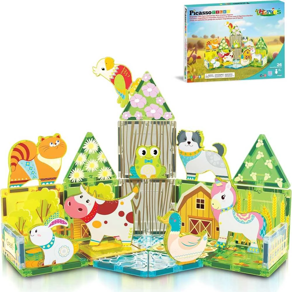 PICASSO TILES Magnetinis konstruktorius su 8 figūrėlėmis Farm 26 det., PTQ27