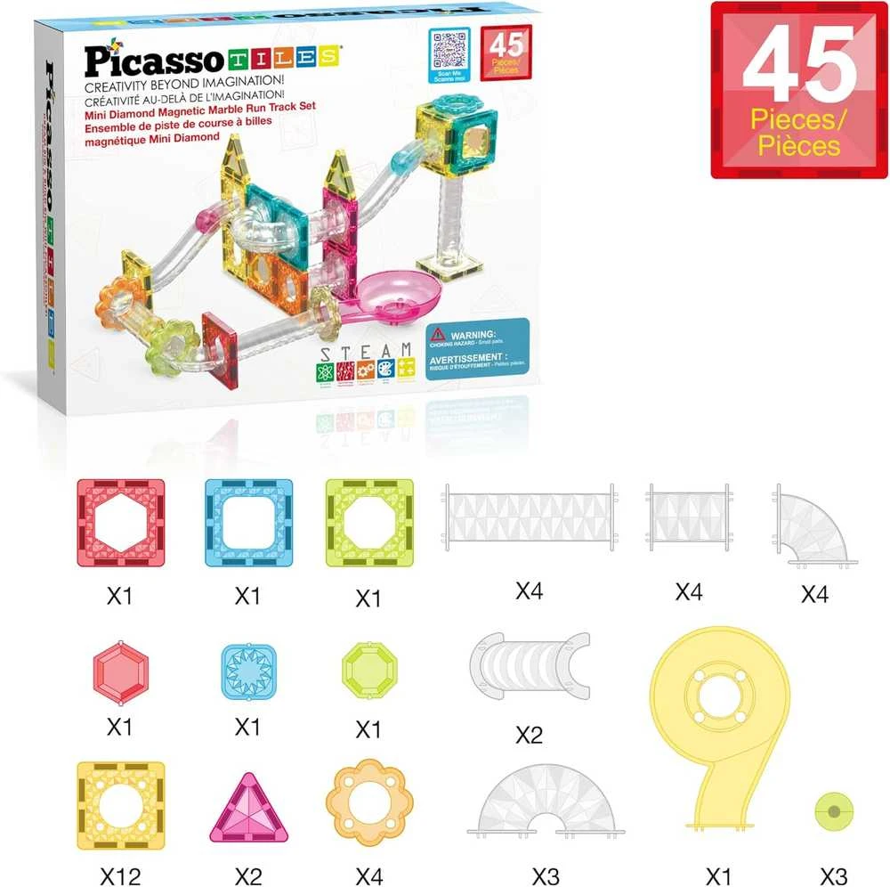 PICASSO TILES Magnetinis konstruktorius Marble Run 45 det., PTMG45