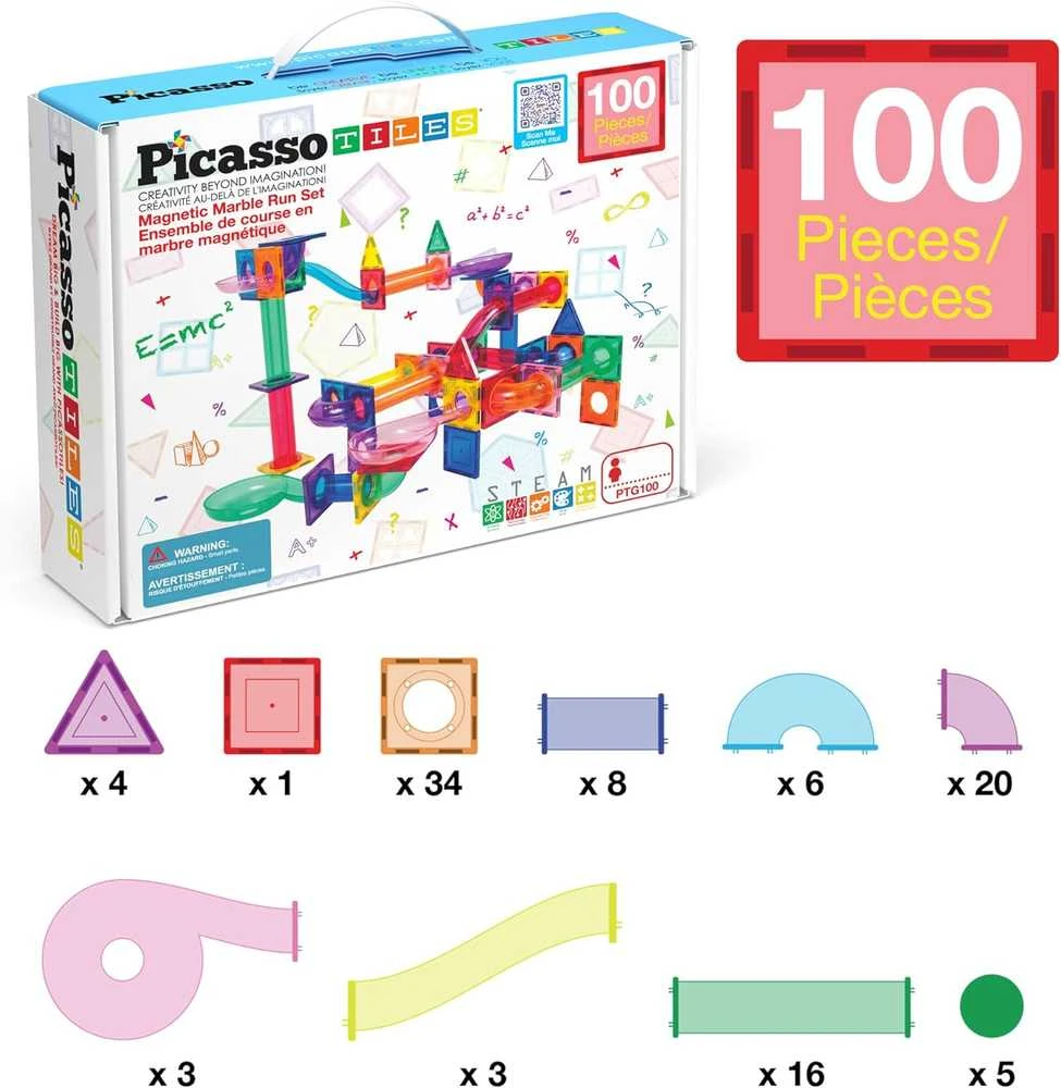 Orbico PICASSO TILES Magnetinis konstruktorius Marble Run 100 det., PTG100