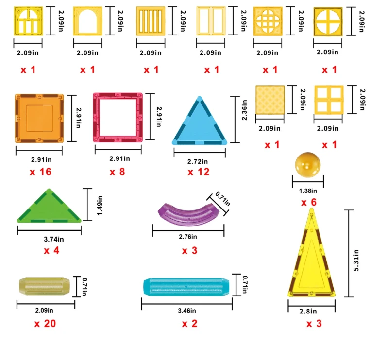 PICASSO TILES Magnetinis konstruktorius Building tiles set 82 det., PTE22