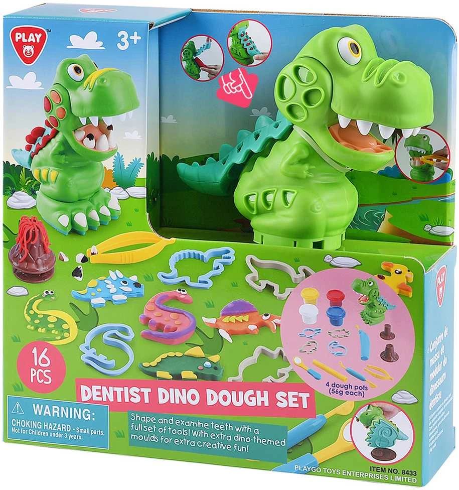 PLAYGO DOUGH dantų gydytojo rinkinys su dinozauru, 8433
