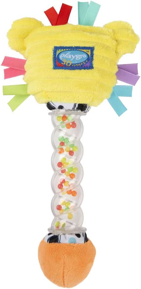 Playgro Safari Shaker Rain barškutis su spalvotomis juostelėmis