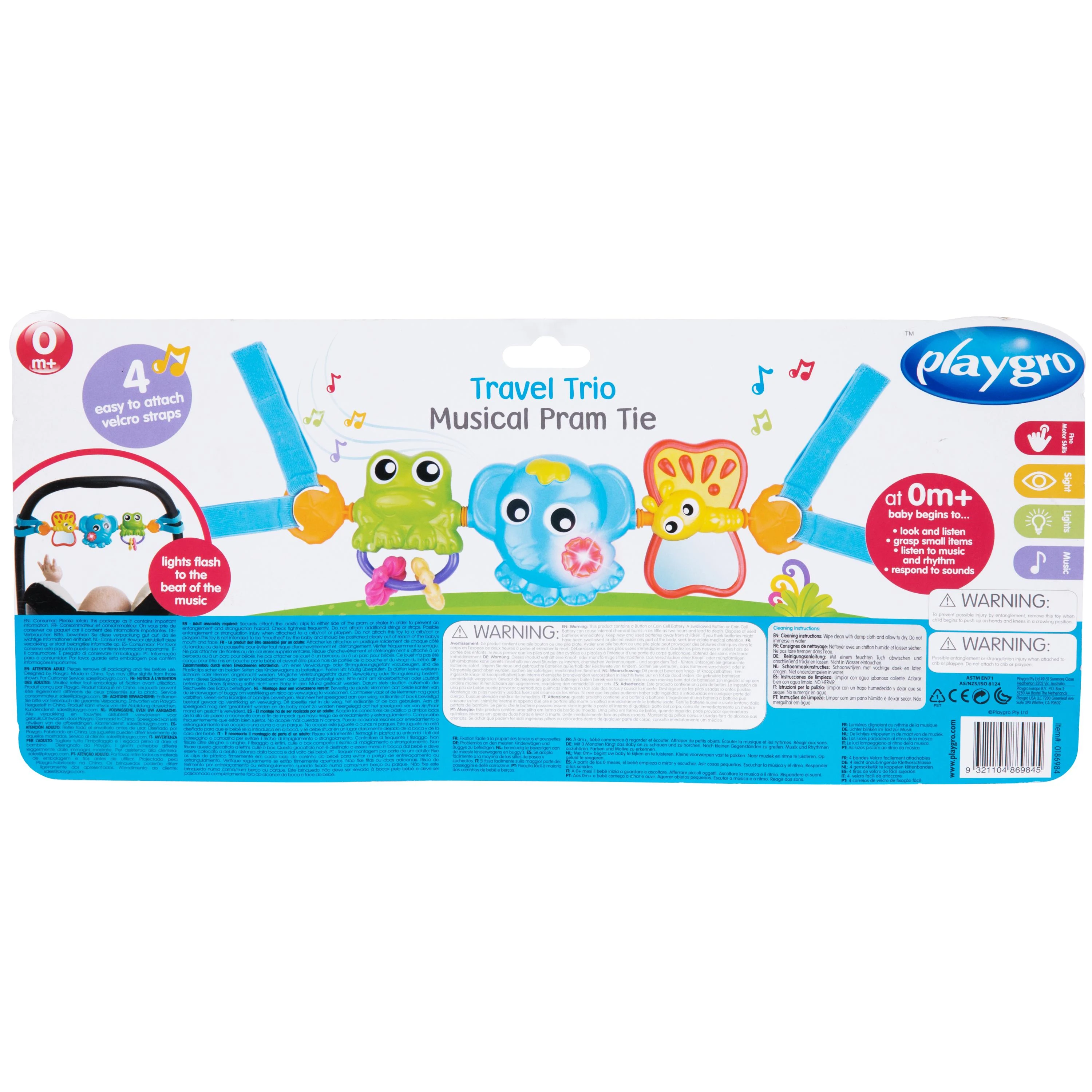 PLAYGRO muzikinis vežimėlio žaislas Travel Trio Musical, 0186984