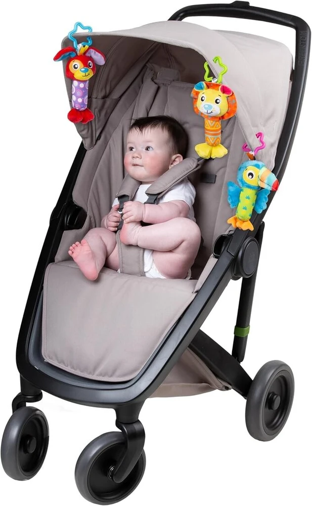 Playgro pakabinami pliušiniai žaislai prie vežimėlio