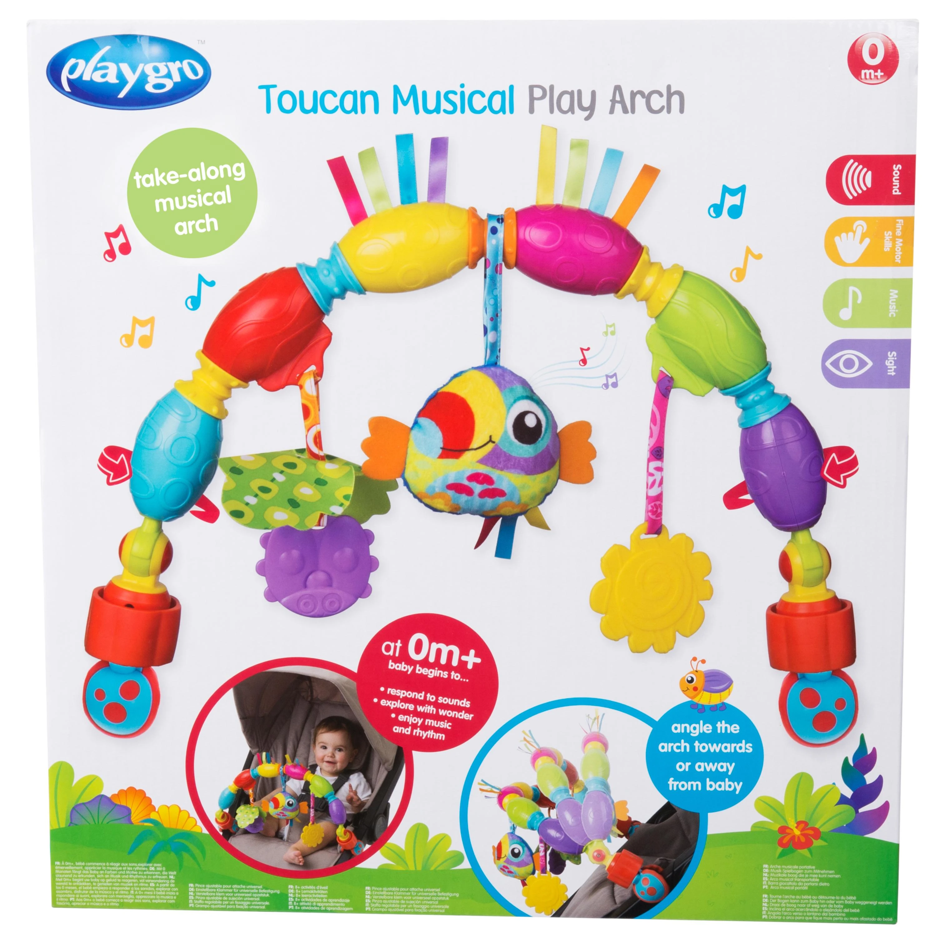 PLAYGRO vežimėlio žaislas Toucan Musical Play Arch, 0186985