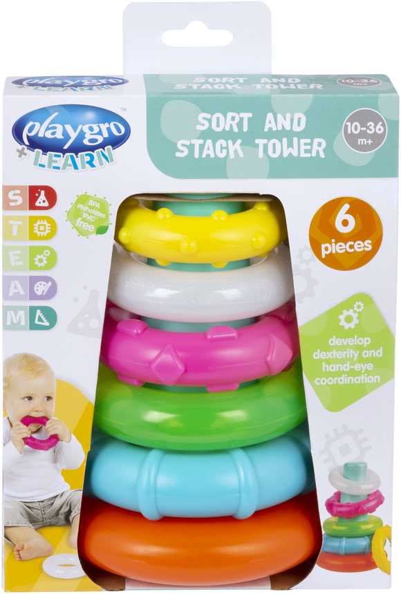 PLAYGRO žaidimas Piramidė – kramtukas Sort And Stack, 4088543