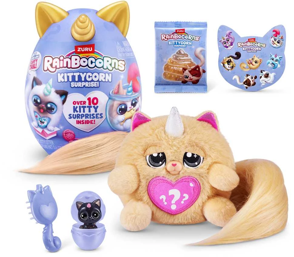 RAINBOCORNS pliušinis žaislas su aksesuarais Kittycorn Surprise, 3 serija, asort., 92104