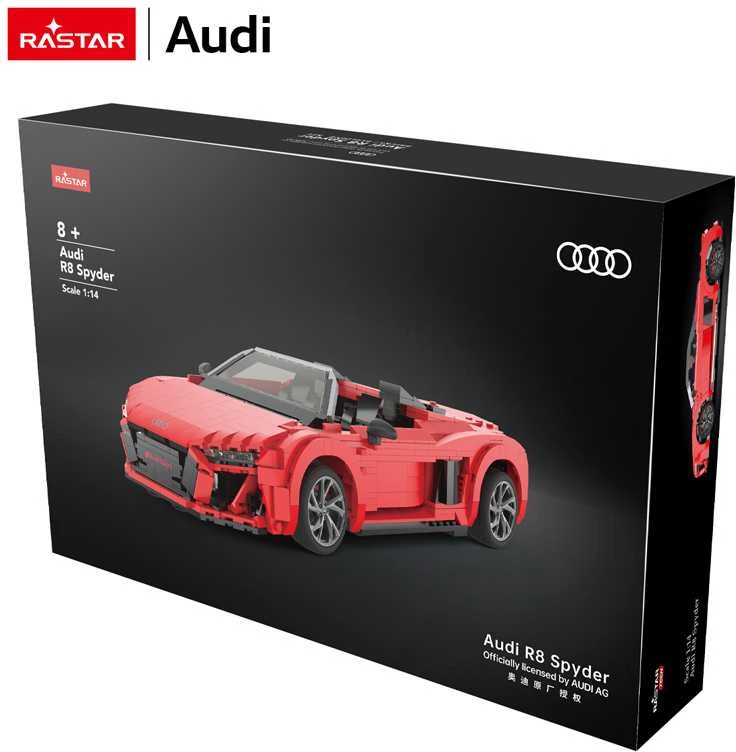 RASTAR 1:14 mastelio surenkamas automodelis AUDI R8 Spyder Bricks, 93800