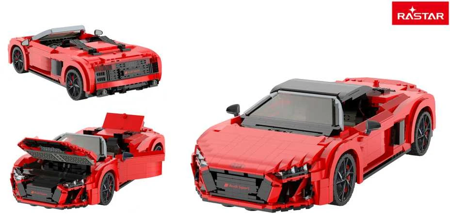 RASTAR 1:14 mastelio surenkamas automodelis AUDI R8 Spyder Bricks, 93800