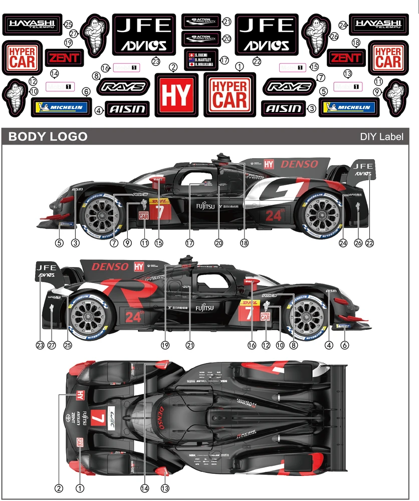 RASTAR 1:14 valdomas automodelis Toyota Gazoo Racing GR010 Hybrid WEC, 10530