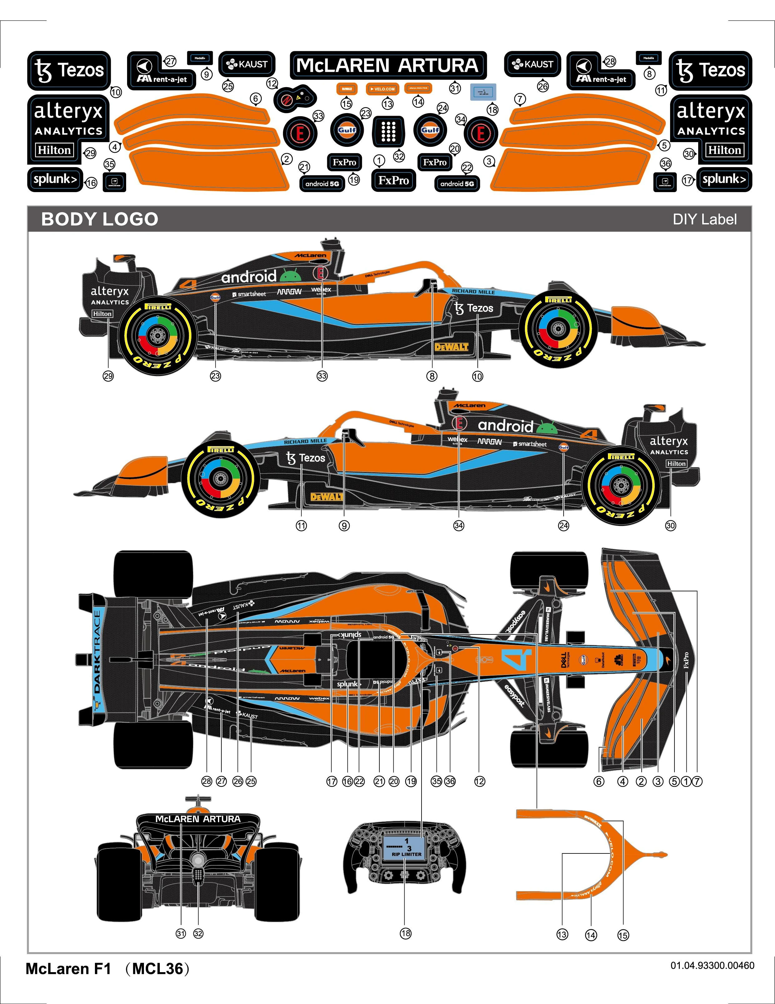 RASTAR 1:18 valdomas automobilis McLaren F1 MCL36, 93300
