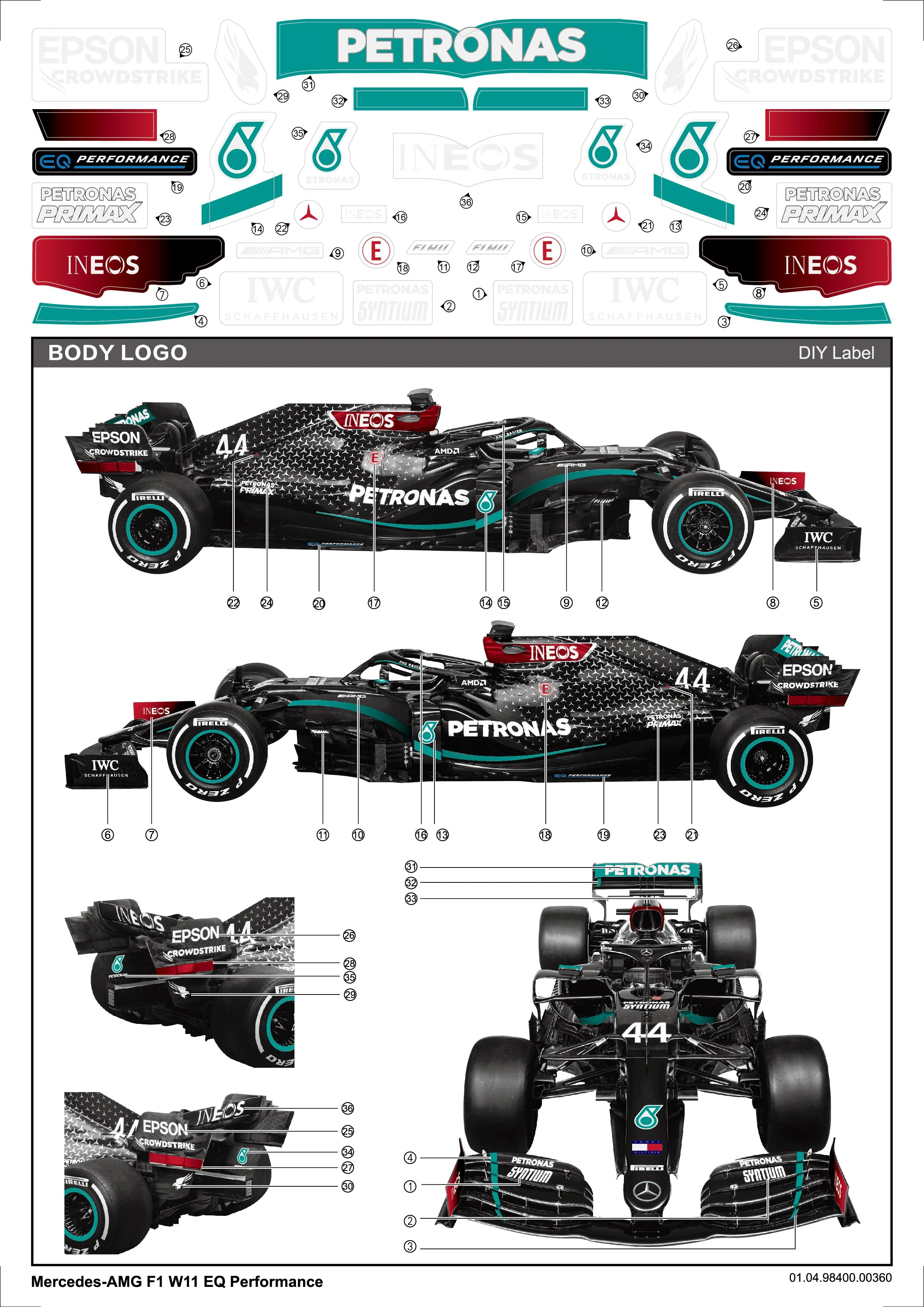 RASTAR 1:18 valdomas automodelis Mercedes-AMG F1 W11 EQ , 98500