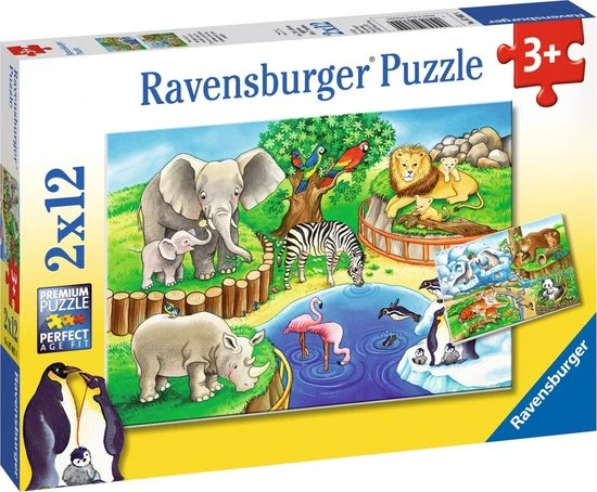 Ravensburger Dėlionė 2x12 vnt. - Zoologijos sodas
