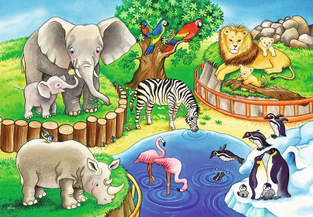 Ravensburger Dėlionė 2x12 vnt. - Zoologijos sodas