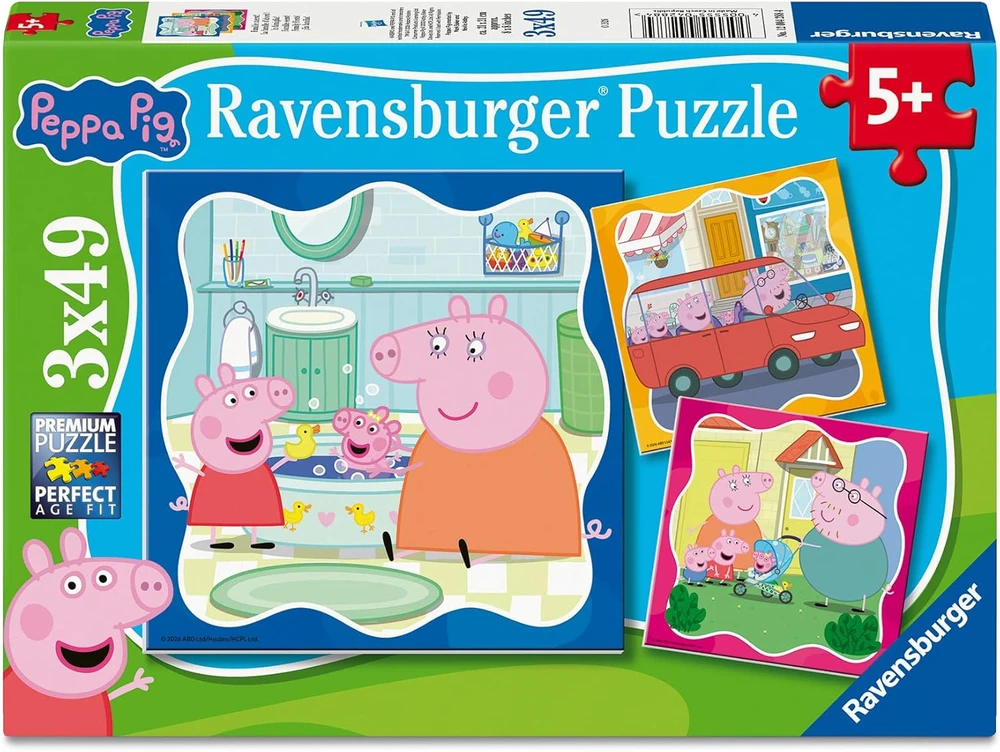 Ravensburger Dėlionė 3x49 vnt. - Peppa Pig su šeima