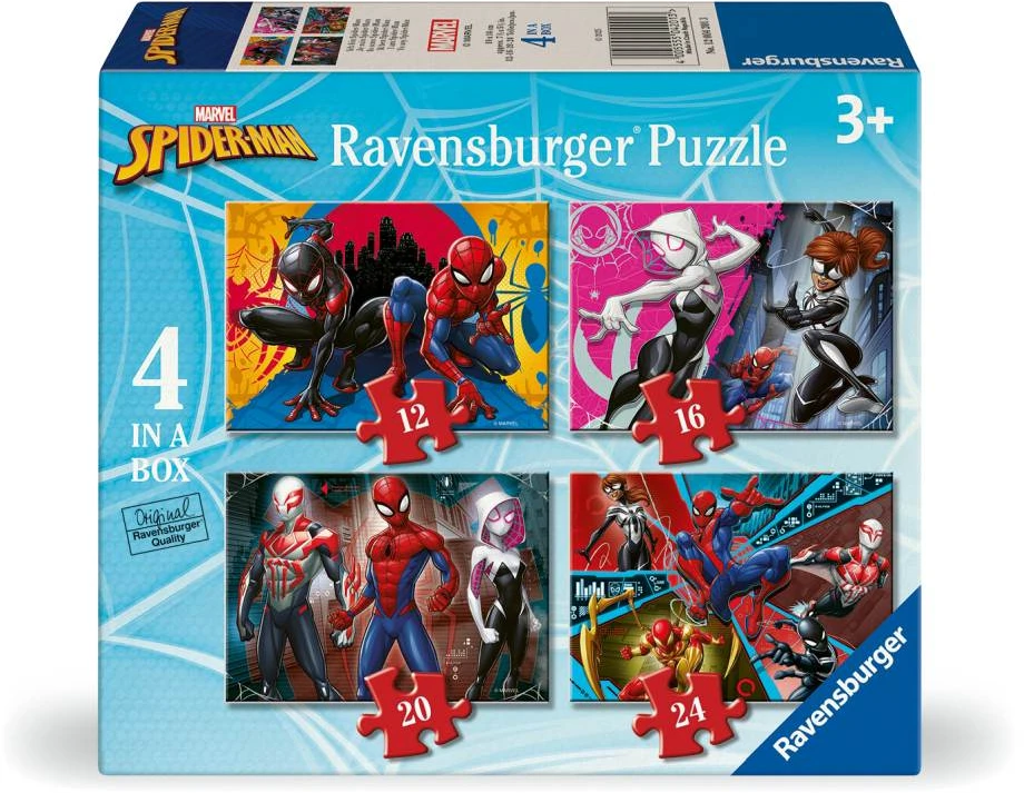 RAVENSBURGER vaikiška dėlionė Spider-Man, 12/16/20/24 det., 12004201