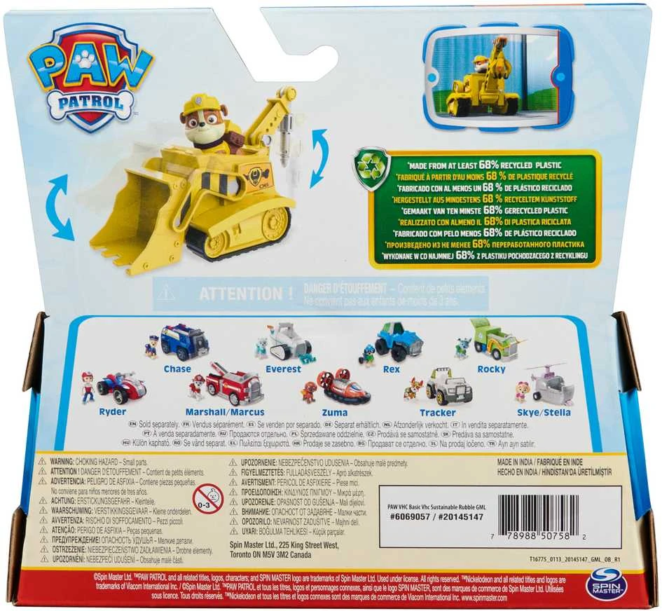 Spin Master PAW PATROL transporto priemonė Basic Sustainable Rubble, 6071214