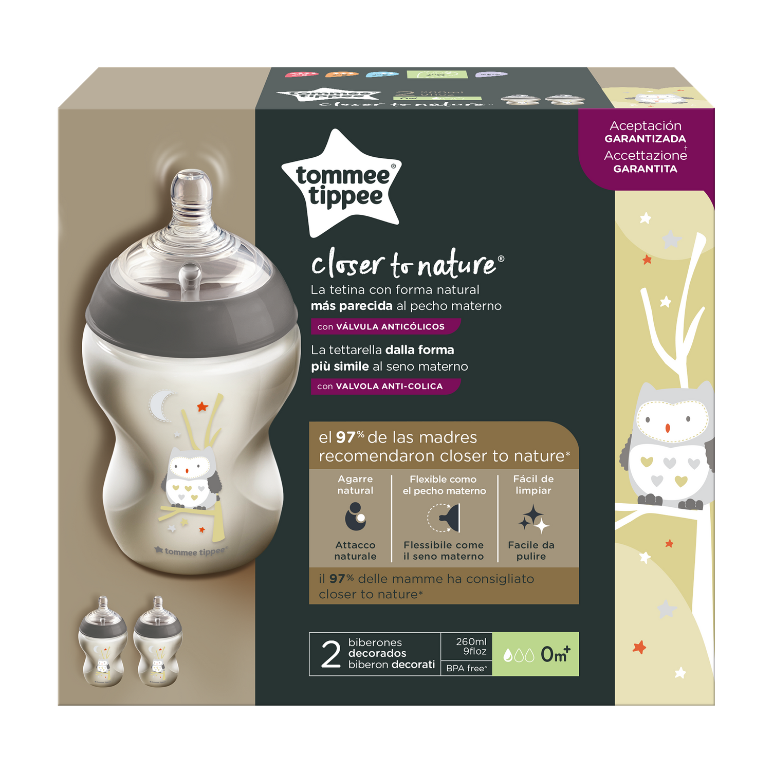 TOMMEE TIPPEE buteliukai spalvoti 260ml 2vnt 42252171, 42252181, 42252110