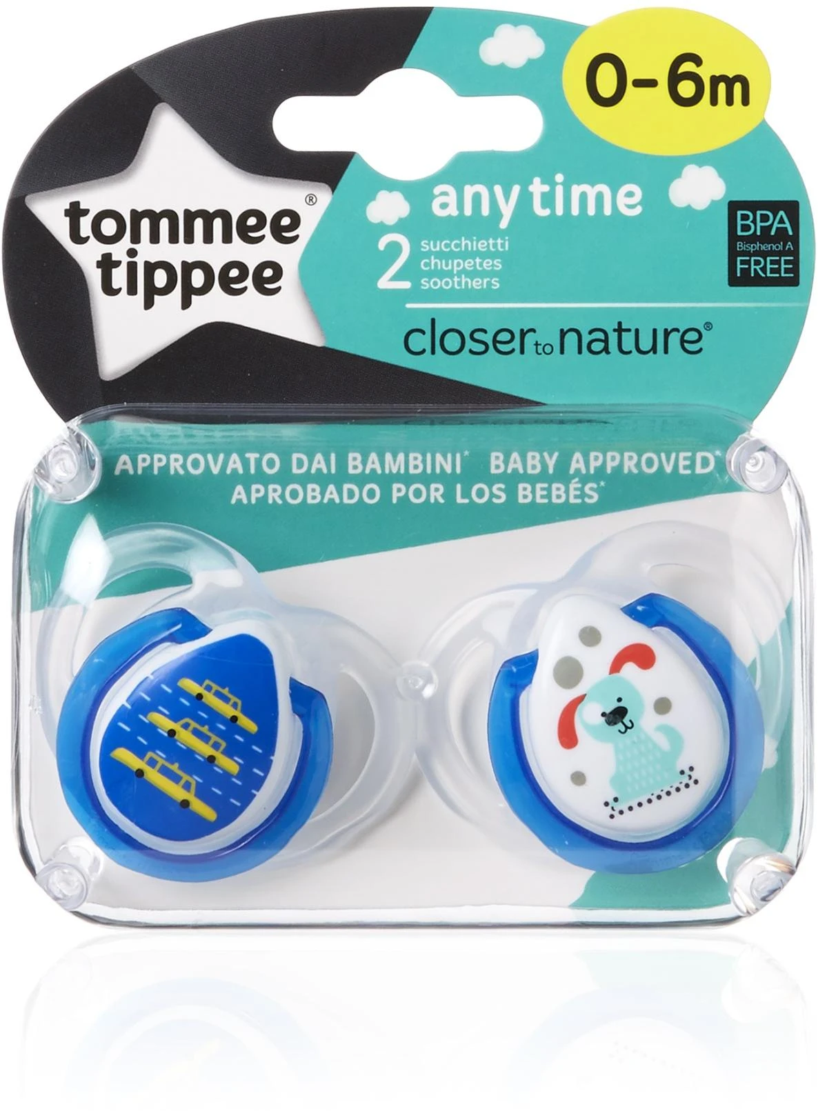TOMMEE TIPPEE silikoniniai čiulptukai ANYTIME, 2 vnt., 0-6 mėn., 433649