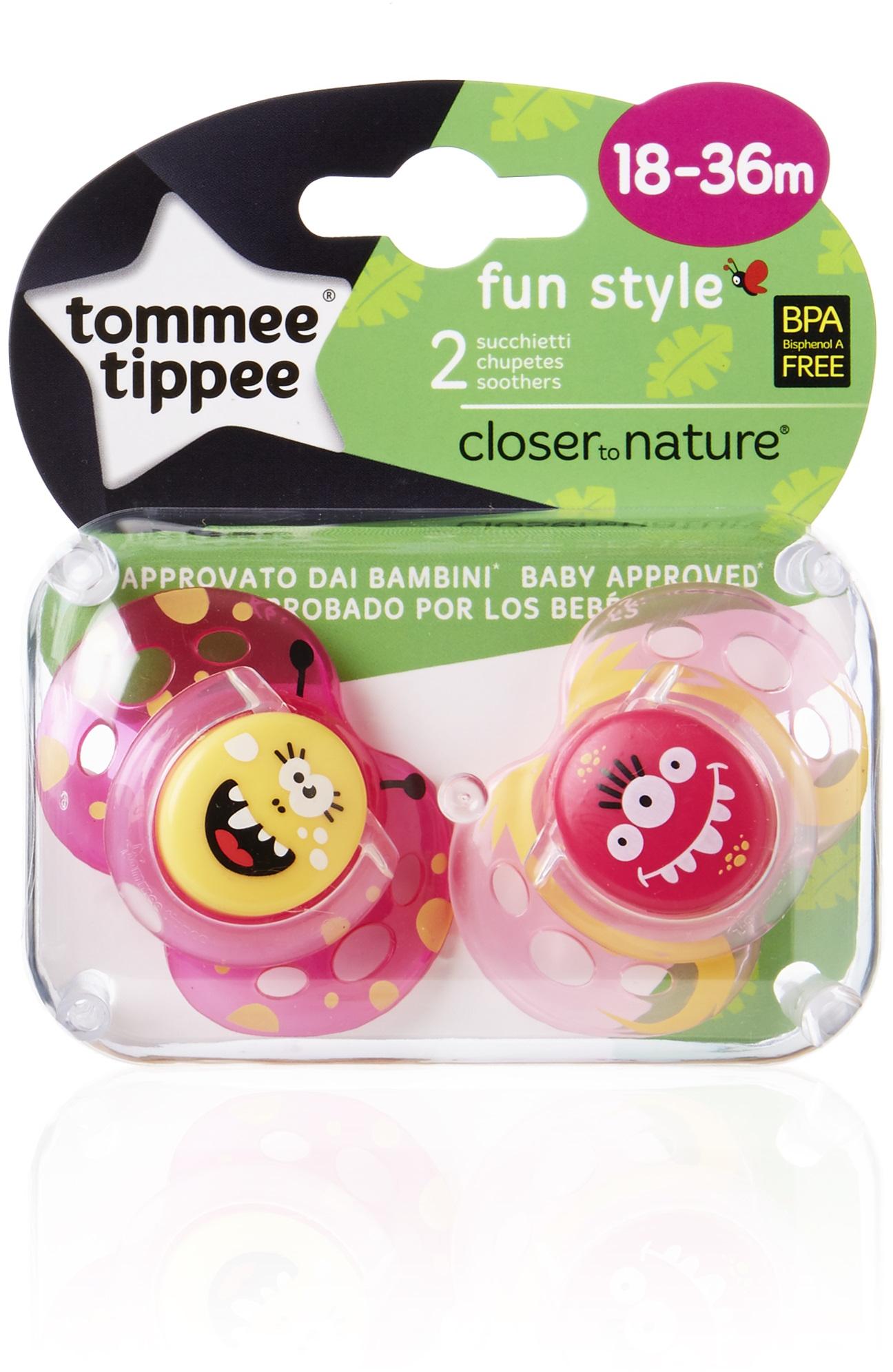 TOMMEE TIPPEE silikoninis čiulptukas FUN STYLE, 18-36 mėn., 2 vnt., 43340403