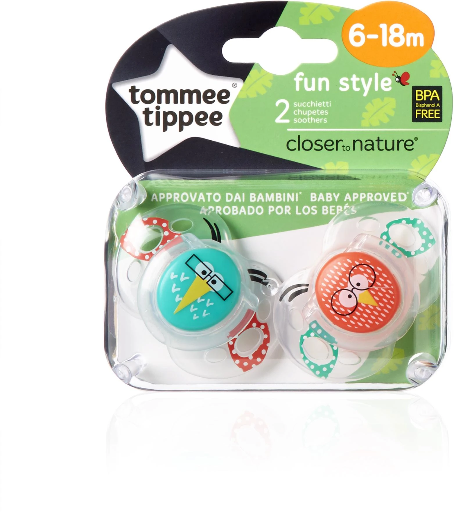 TOMMEE TIPPEE silikoninis čiulptukas FUN STYLE, 6-18 mėn., 2 vnt., 433651
