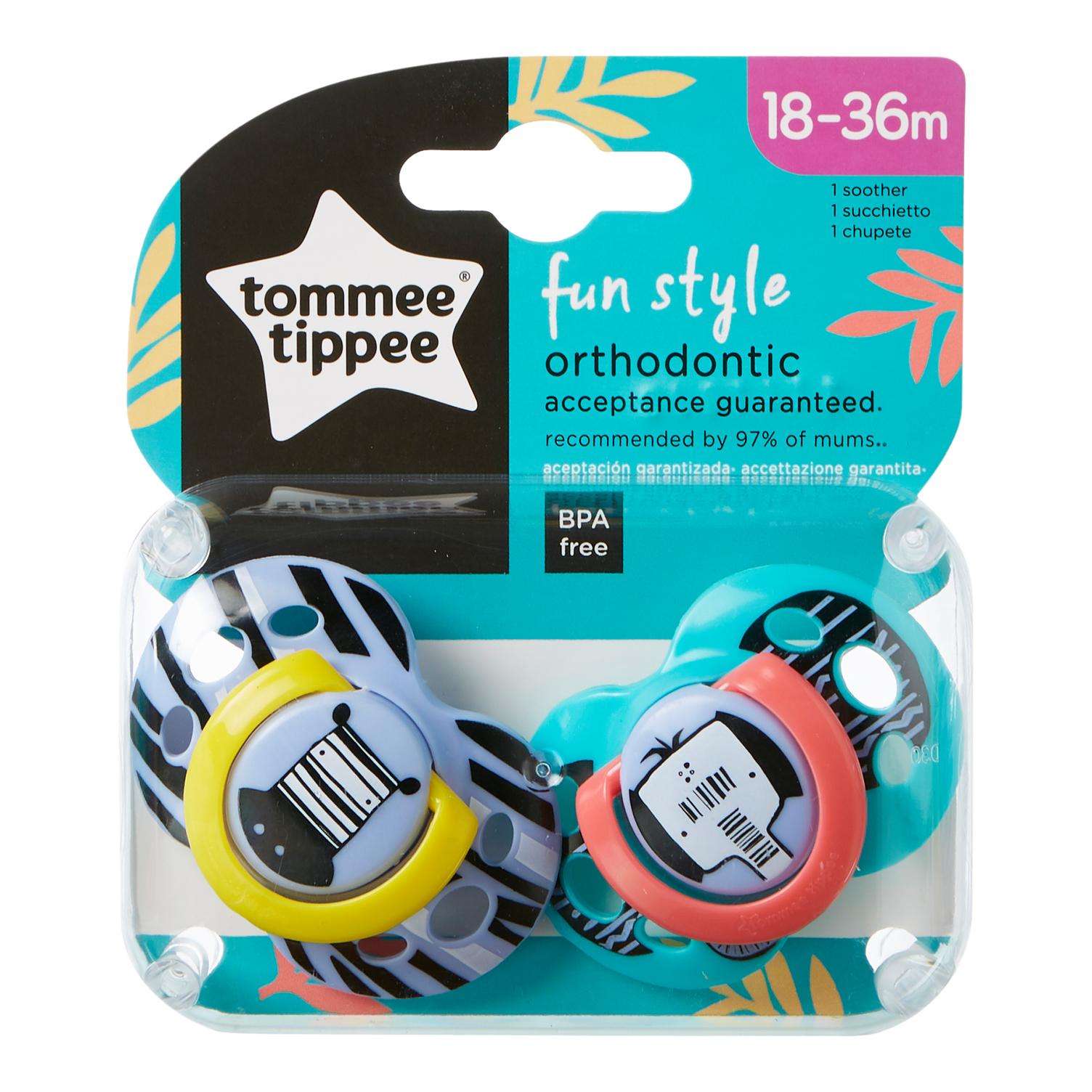 TOMMEE TIPPEE silikoninis čiulptukas FUN STYLE, 18-36 mėn., 2 vnt., 43340403