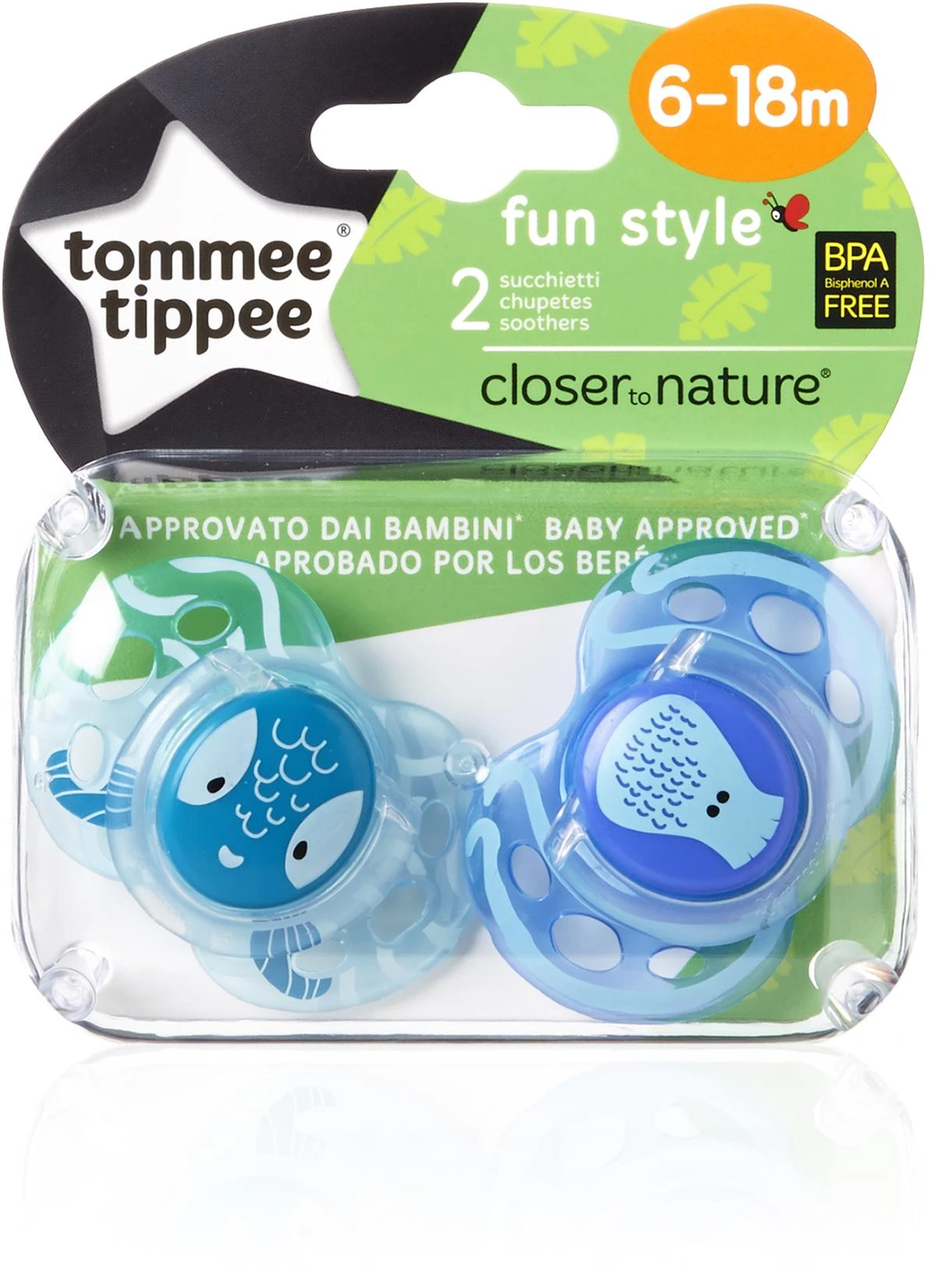 TOMMEE TIPPEE silikoninis čiulptukas FUN STYLE, 6-18 mėn., 2 vnt., 433651