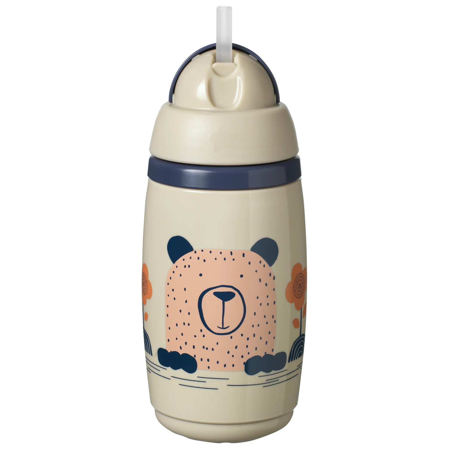 TOMMEE TIPPEE gertuvė - termosas su šiaudeliu IZOLIUOTAS ŠIAUDAS 266ml, 12m+, Pilkas, 447824