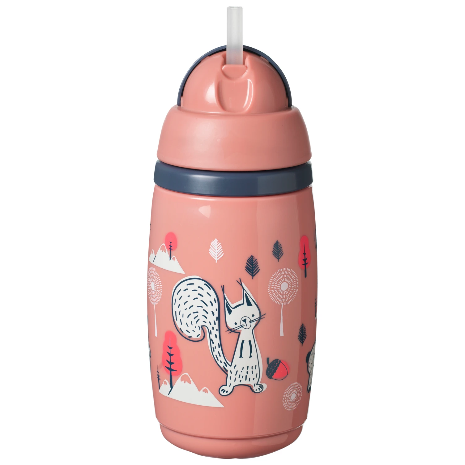 TOMMEE TIPPEE gertuvė su šiaudeliu INSULATED STRAW 266ml, 12m+, pink, 448017