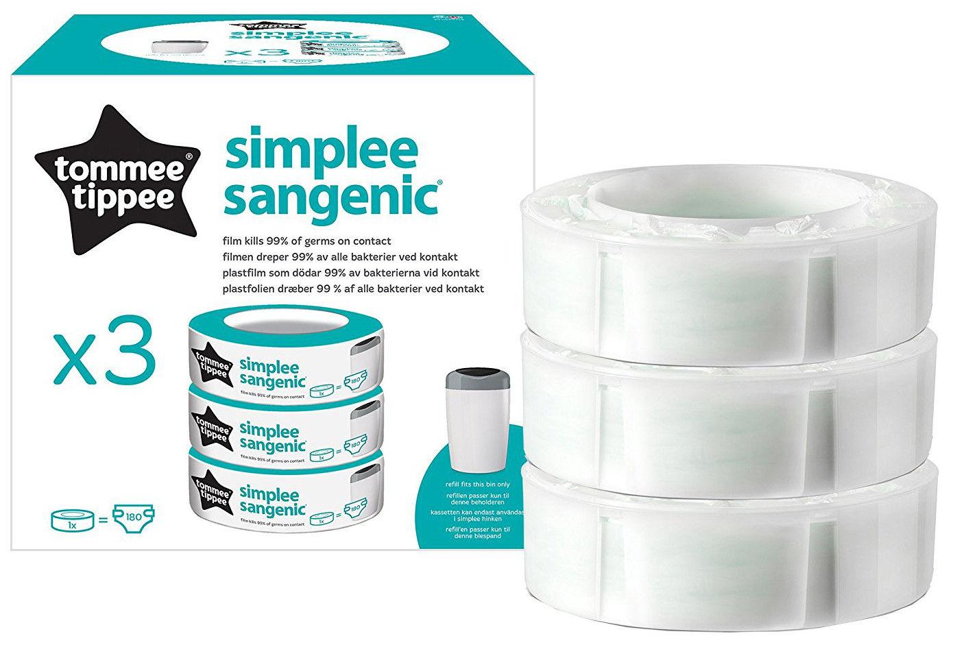 TOMMEE TIPPEE kasetė sauskelnių konteineriui 3vnt Sangenic simplee, 87033502