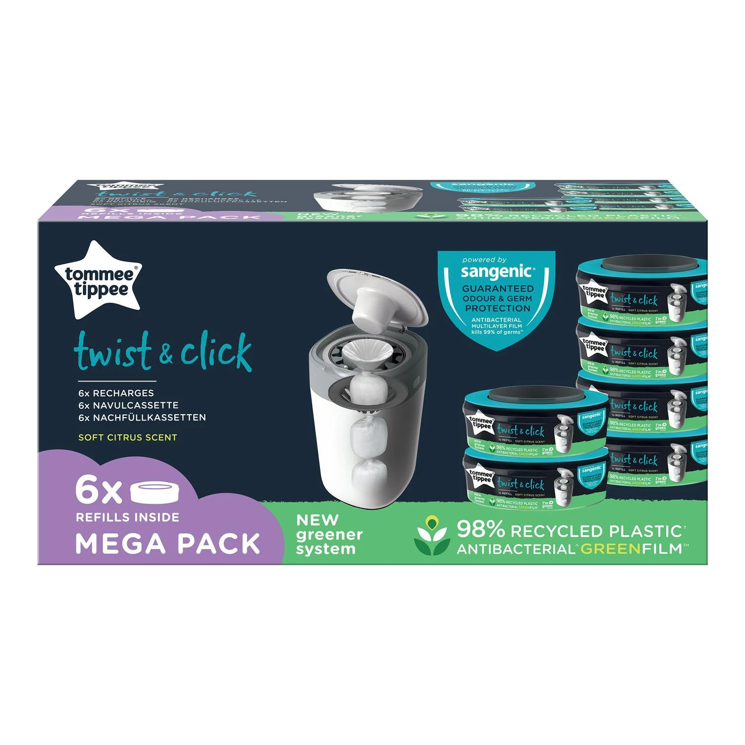 Tommee Tippee kasetės sauskelnių konteineriui Sangenic Twist, 6 vnt.