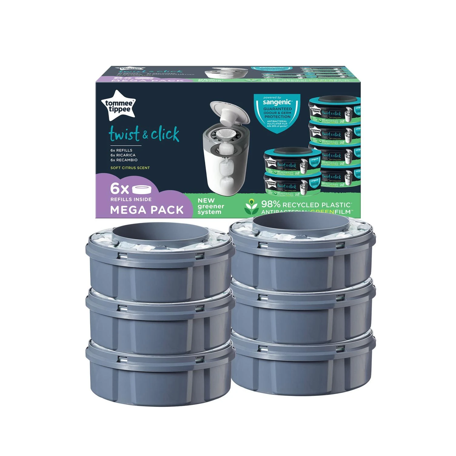 Tommee Tippee kasetės sauskelnių konteineriui Sangenic Twist, 6 vnt.