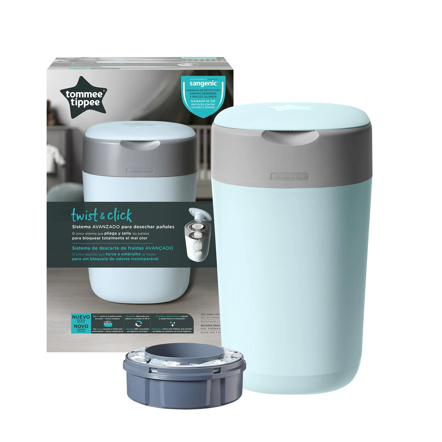 TOMMEE TIPPEE konteineris sauskelnėms Sangenic Twist&Click, žydras, 85100302