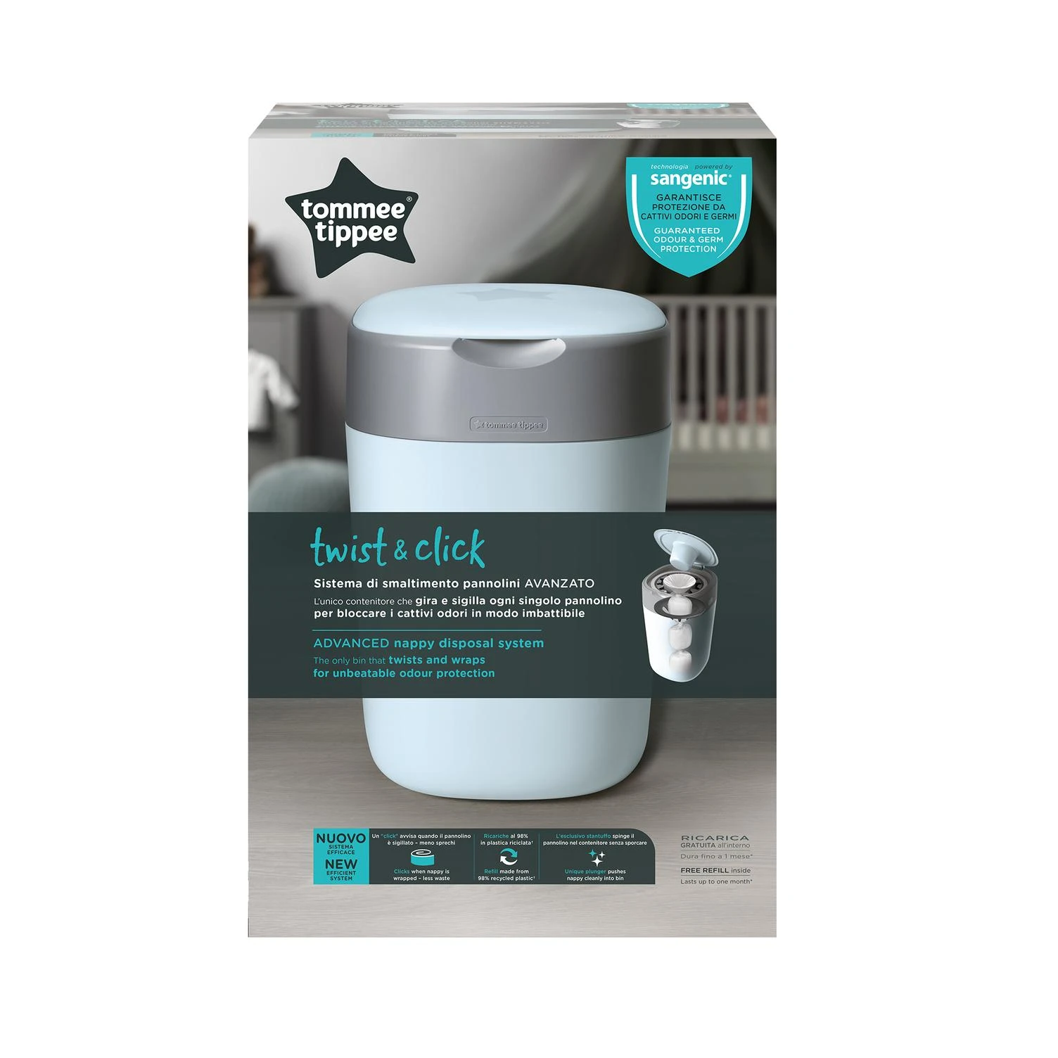 TOMMEE TIPPEE konteineris sauskelnėms Sangenic Twist&Click, žydras, 85100302